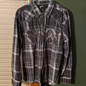 Men’s Buckle brand pearl snap slim fit flannel shirt size XL